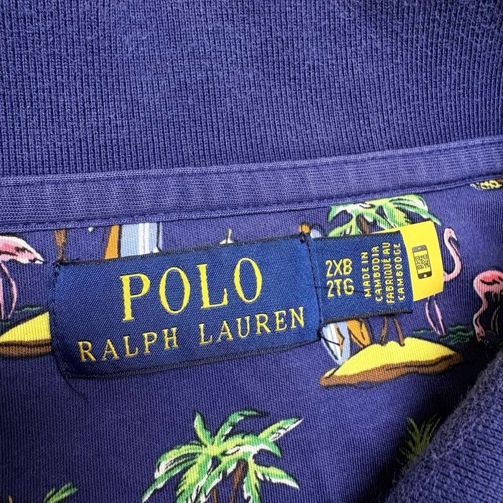 Polo Ralph Lauren Classic Fit Tropical Flamingo Print Knit Shirt 2XB EUC - Picture 3 of 7